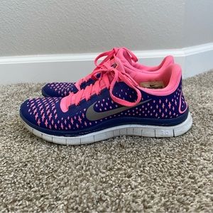 NIKE FREE 3.0, blue and pink size 6.5